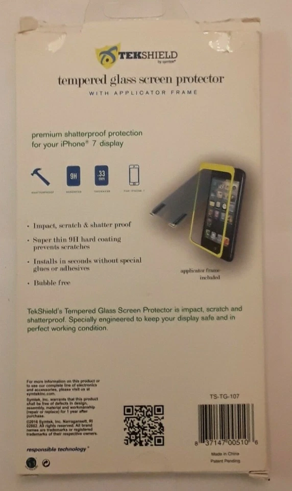 Protector Pantalla Vidrio Templado I-Phone 7 Tekshield (TS-TG-107) Amarillo Foto 2 de 4