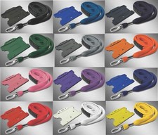 Plain Neck Strap Lanyard 10mm Heavy Duty Clip & Matching ID Card Pass Holder