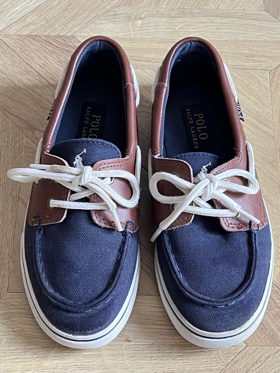 Ralph Lauren Polo Sander boat deck shoe canvas leather child's UK