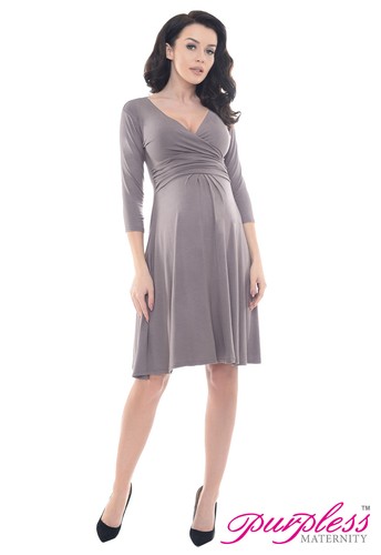 Purpless Maternity Women's 3/4 Sleeve Pregnancy V-Neck Formal Dress Top D4400 - Picture 12 of 27