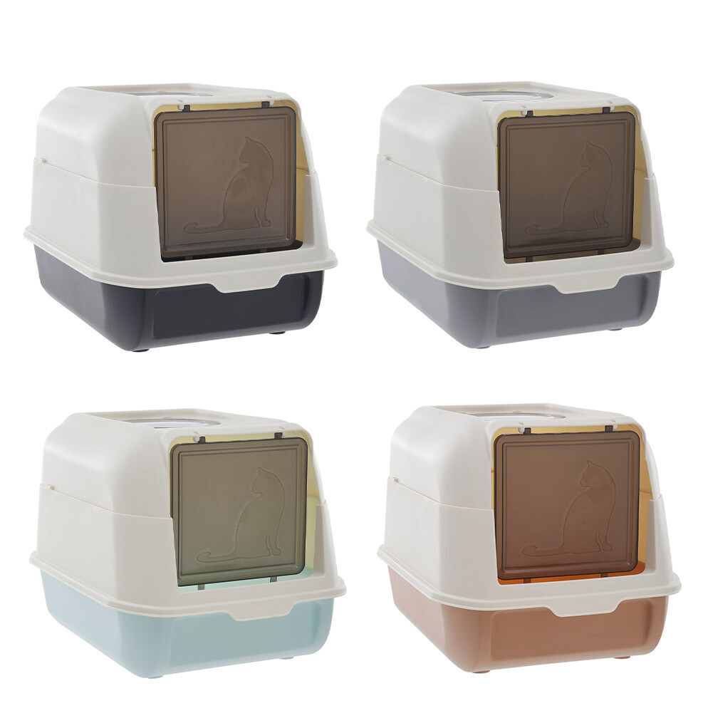 Extra Large Hooded Cat Litter Box Self-Cleaning Litter Tray Cat Toilet Deep  Pan