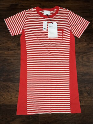 NWT Current / Elliot Beatnik Red White Stripe Shirt Dress size 0 $168