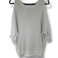 Gray Off-the-Shoulder Sweater with Cold Shoulder Design