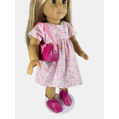 Doll Accessories Bright Pink Handbag Ankle Boots Set Fits American Girl & 18''
