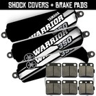 Front+Rear Black Shock Covers+Brake Pads for Yamaha Warrior YFM350 (1989-2005)