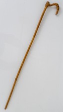 Antique Bamboo Walking Stick Cane Anthropomorphic Bird Head Root Handle