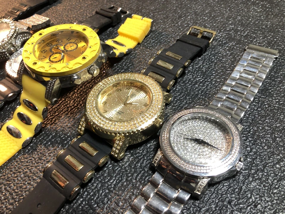 Techno Pave/King искусственные драгоценные камни Iced Out блестящие часы лот (6) заявление часы - Изображение 2 из 4