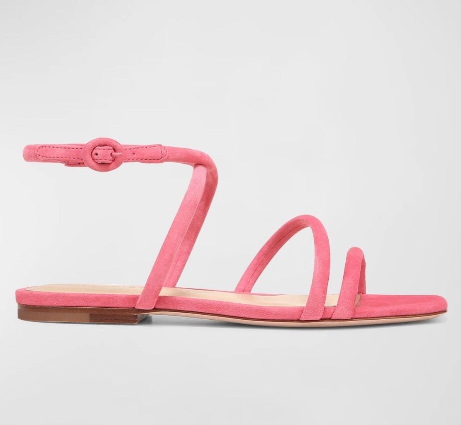 Veronica Beard Coral Pink Suede Maci Sandals Sz 7 US/ 37 EU $295 NWOB