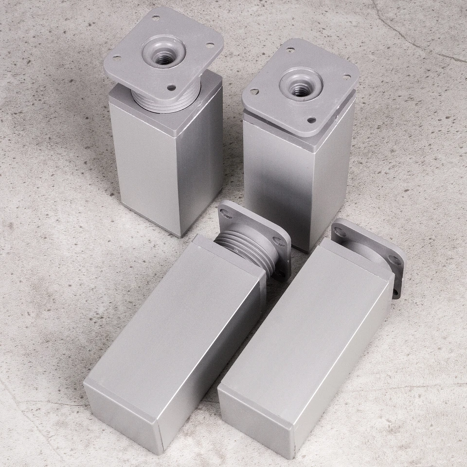 Möbelfuß 4er SET Möbelfüße 40 x 40 mm Chrom matt 60-180 mm Sockelfuß Fuß Schrank - Bild 2 von 4