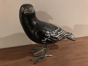 Pottery Barn Ceramic Crow Object Halloween Fall Black Raven Turned