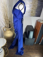 NWT Fashion Nova Navy Blue Women’s Size XL Satin Gown Formal Long Evening Dress