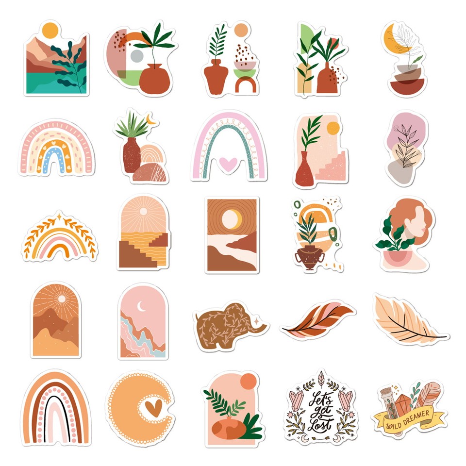 Laptop Decals Smooth Finish Stickers Bohemian Art Cartoon Set 50