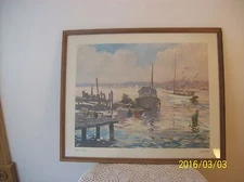 Jack Pellew Vintage Art Print Framed Under Glass "Across The Harbor"