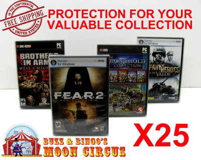 25x Pc Mac Computer Game Software Dvd Size Clear Protective Box Protector Ebay