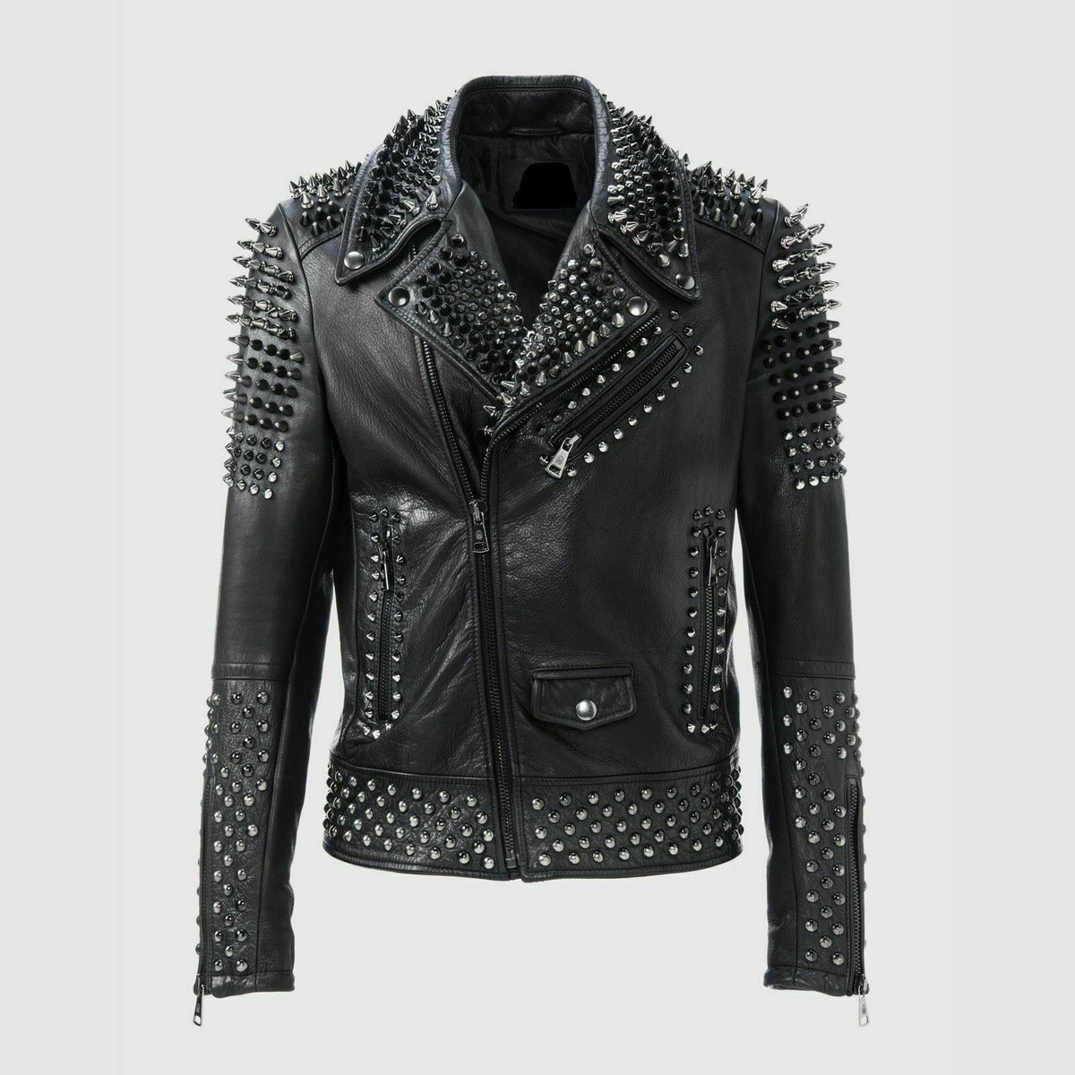 Men Make to Order Rock Punk Studded Jacket, Men Moto Biker Studded