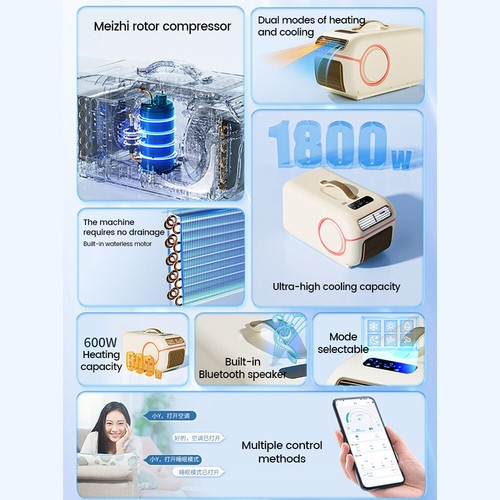 1800W tragbare Reise Klimaanlage 6200BTU Heizung und Kühlung Luft Camping Bus - Bild 5 von 12