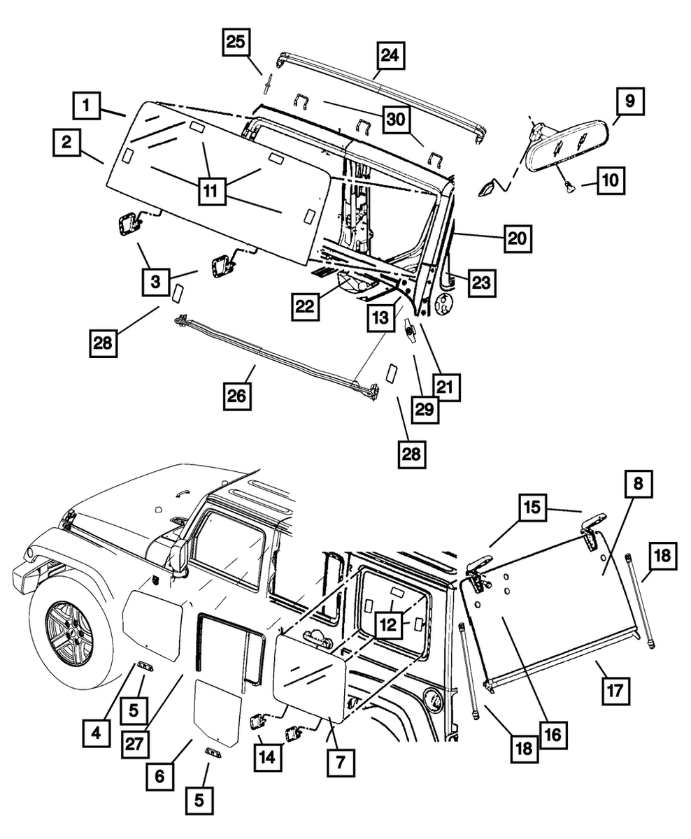 55397454AN OEM 2007-18 JEEP WRANGLER UPPER Windshield Weatherstrip