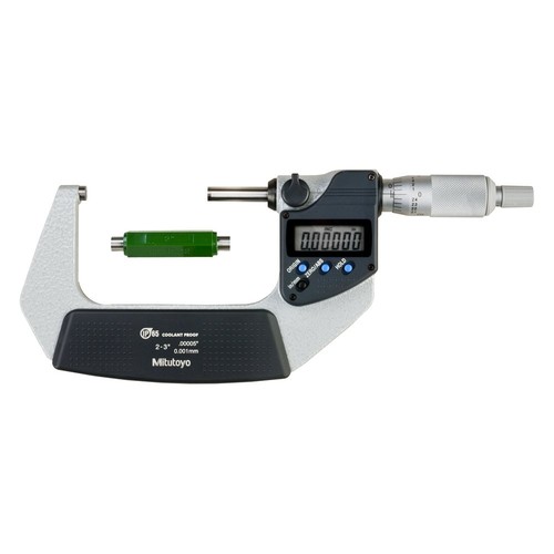293 Series 2 to 3" SAE & Metric Digital Coolant-Proof Outside Micrometer