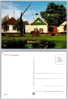 Burgenland Austria Village Scene Postcard Old Well Stork Nest A. Kellner Wien