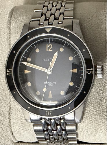 Baltic Aquascaphe Black Gilt 39mm Full Set With Tropic Strap and BOR Bracelet