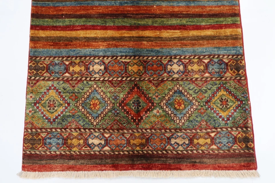 Tapis oriental traditionnel afghan en laine noué à la main 3 x 4 pieds... - Photo 3/4