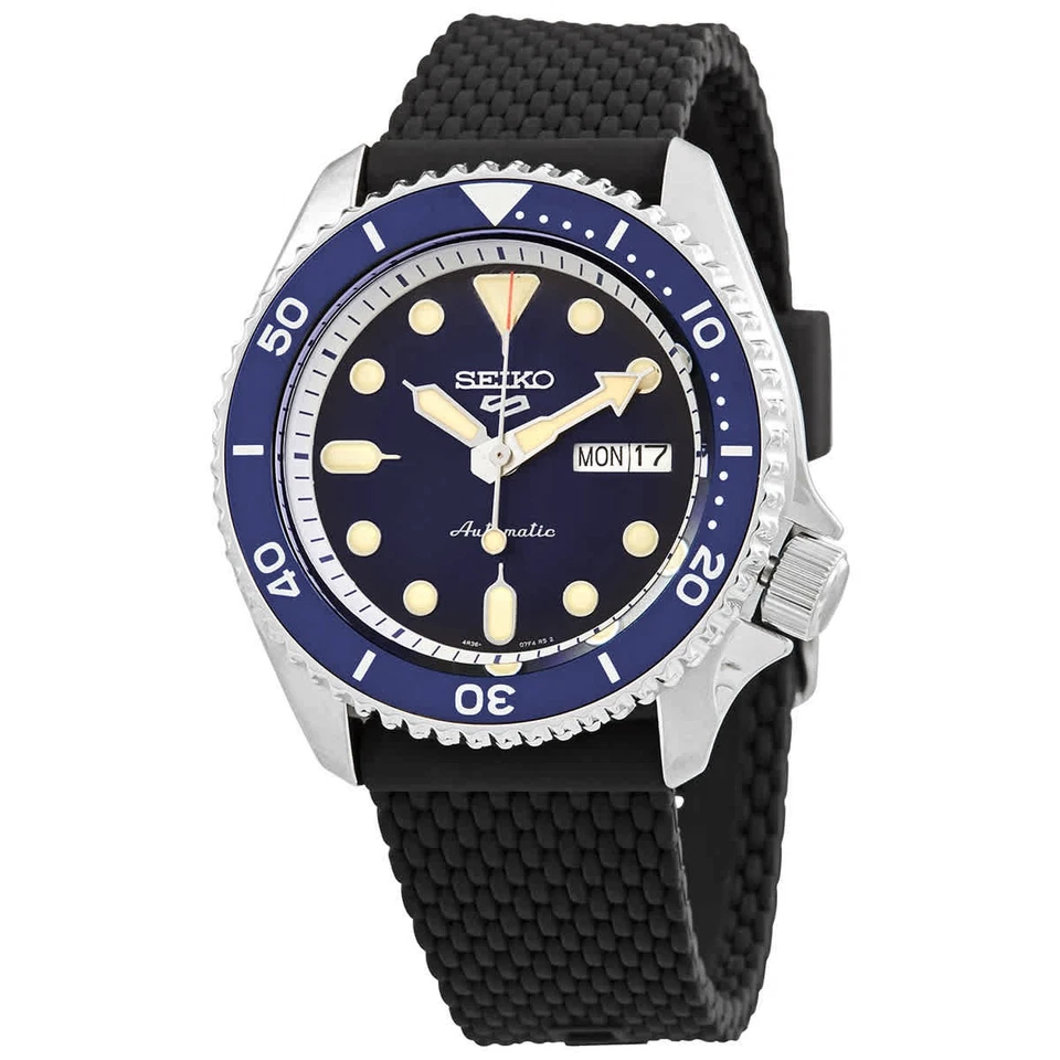 Reloj deportivo para hombre Seiko 5 automático esfera azul SRPD71K2