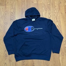 Champion Mens Navy Blue Pullover Hoodie with ...