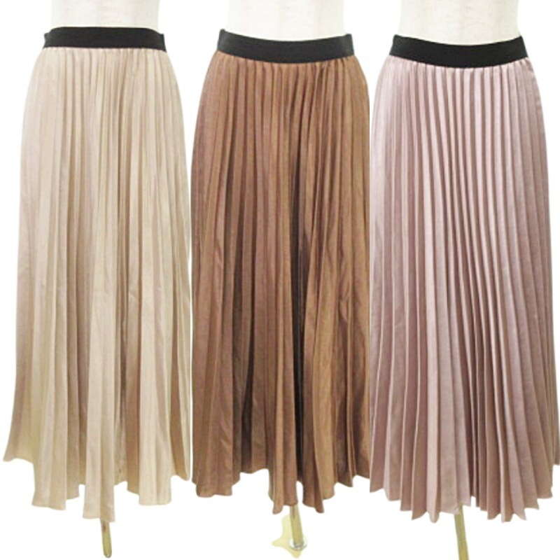 Free's Mart 3-Piece Pleated Skirt Set for Women - Knee-Length Style in Multiple Colors