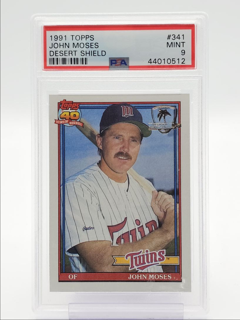 JOHN MOSES 1991 TOPPS DESERT SHIELD BASEBALL MINNESOTA TWINS PSA 9 Q7113