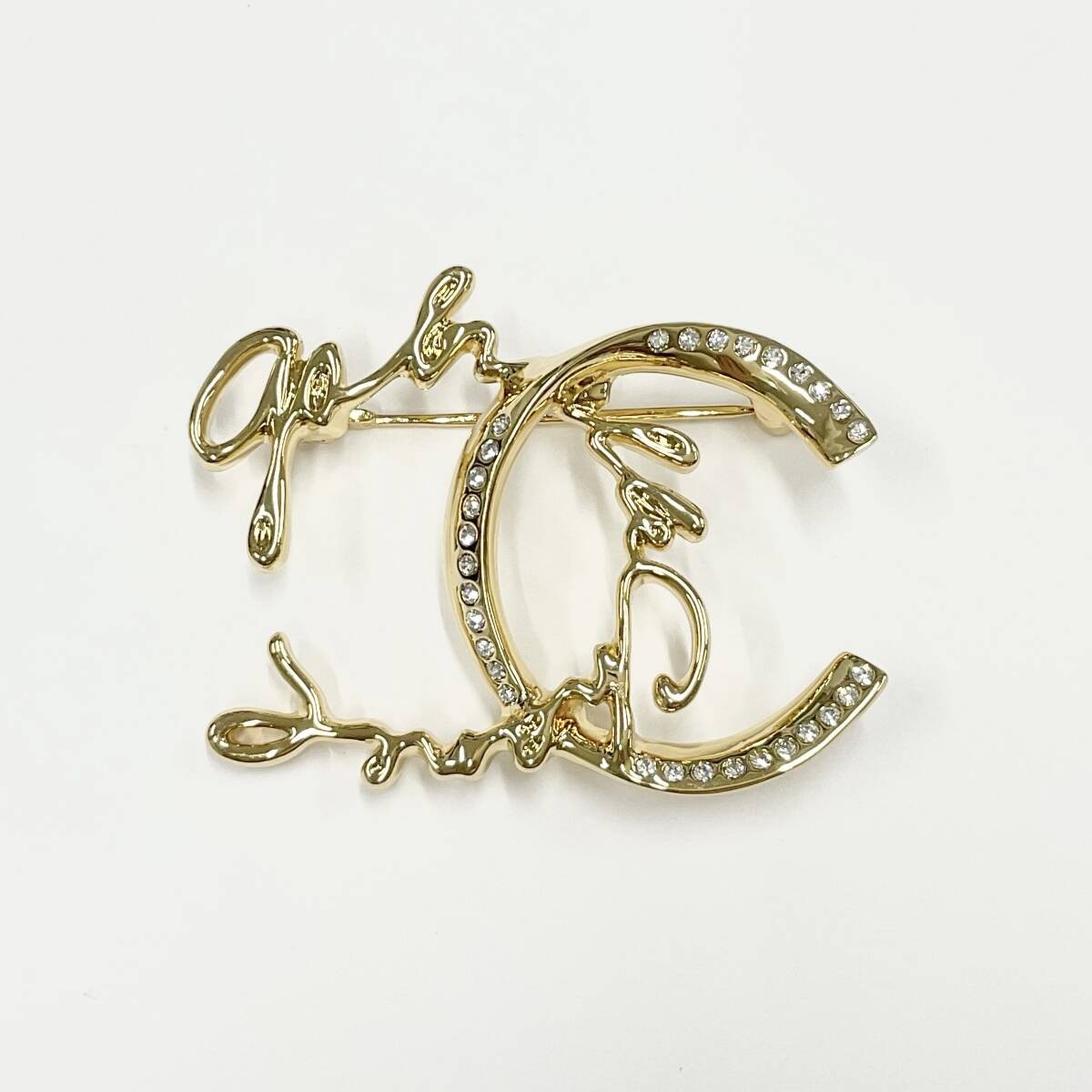Chanel Coco Mark Rhinestone Gold Brooch M10225