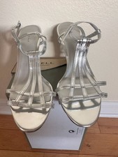Fioni Night Silver Kitten Heels - Strappy Open Toe  2.5  Heel - Woman  s Size 6