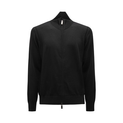M7348 CARDIGAN UOMO PAOLO PECORA MAN WOOL SWEATER BLACK