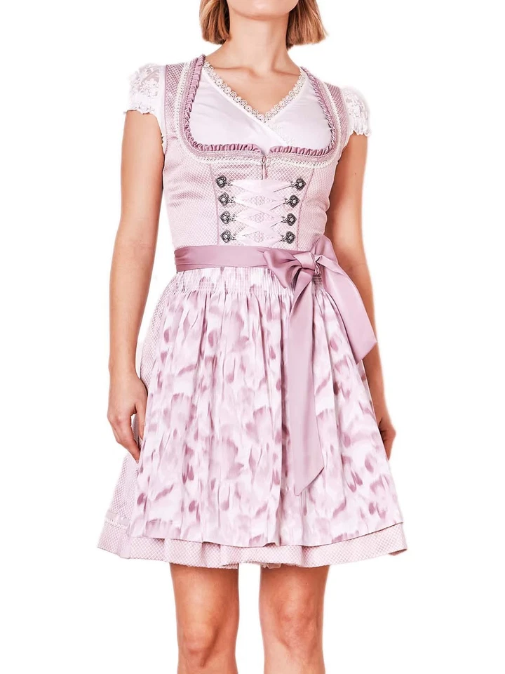 Krüger Dirndl Nemi 50cm Länge rose kurz Minidirndl rosa Jacquard - Bild 2 von 4