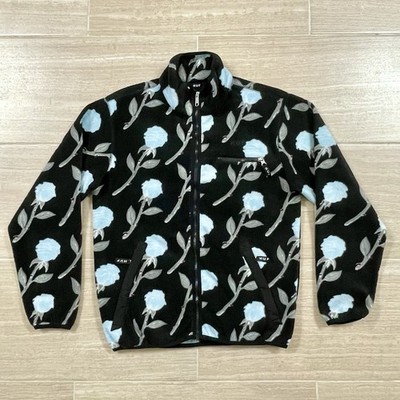 Men s Size Small HUF Farewell  Roses On Fleece  Jacket Black White EUC Rare