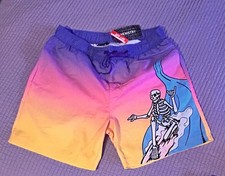 Chemistry Size Extra Large Skeleton,Surfboard Color Tie die Men?s Swimtrunks