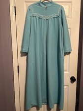 Vintage Vanity Fair Aqua Zip Front Robe Housecoat Grannycore Large Pls Read