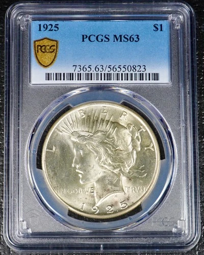 1925 Peace Silver Dollar – PCGS MS63 – Certified – $1 – 90% Silver