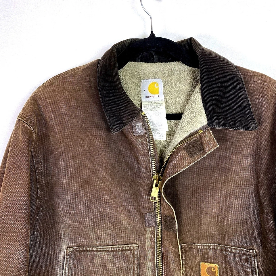 Vtg Carhartt J64 Petrol Mens M Dark Brown Detroit Work Wear Jacket Blanket Lined - Image 3 of 4