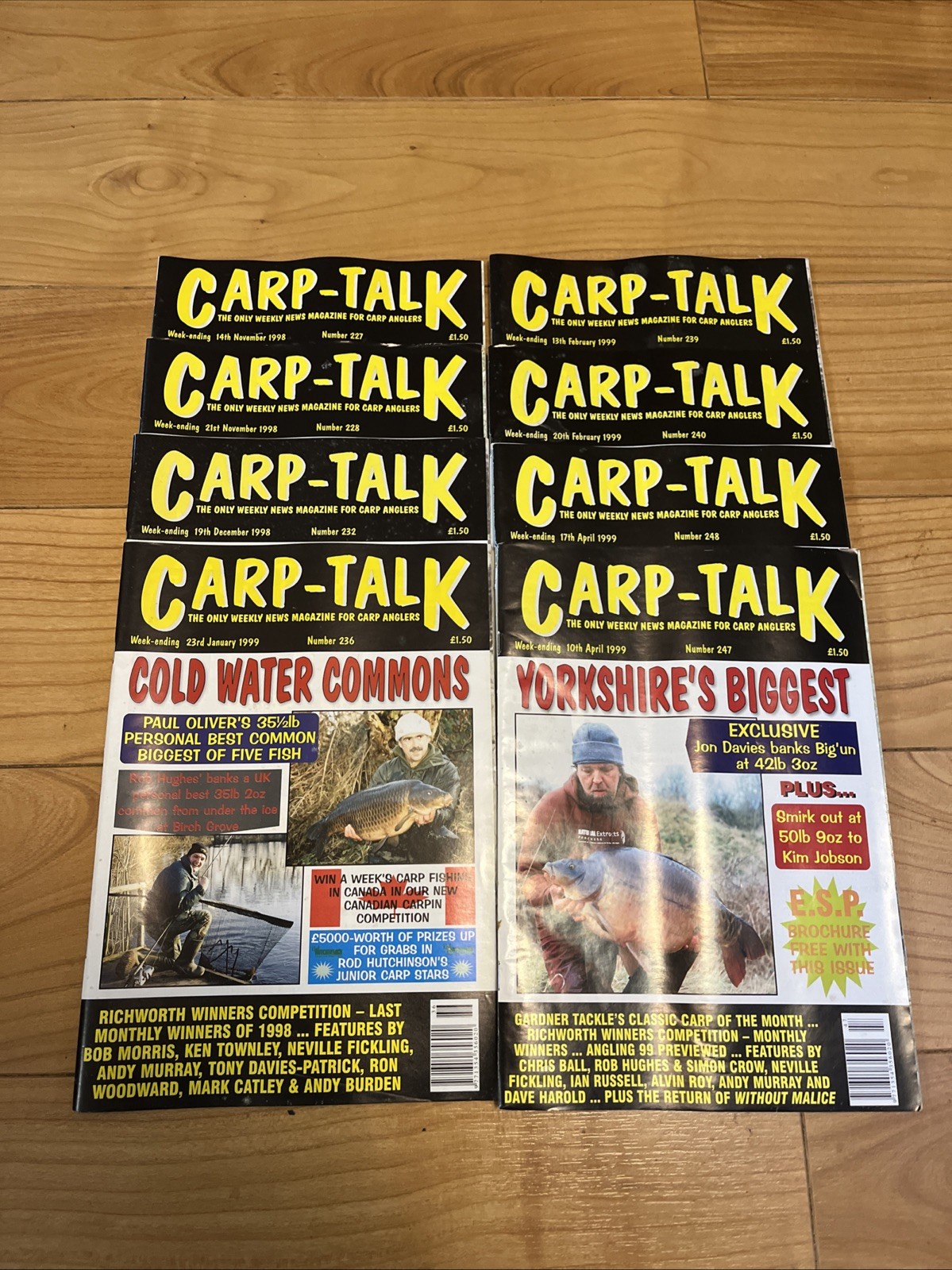 CARP-TALK MAGAZINES X 8 1998/1989 See Description Various Numbers.