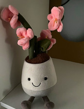Jellycat Orchid Planted Flower Plush w/ Gift Bag Pink White Green