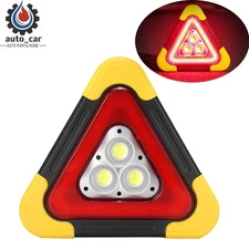 Emergency Roadside Triangle Warning Sign,3LED Lights Solar Powered Hazard Safety