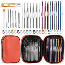 54 Pcs Crochet Needles Set, Crochet Hooks Kit with Storage Case, Ergonomic Kn...