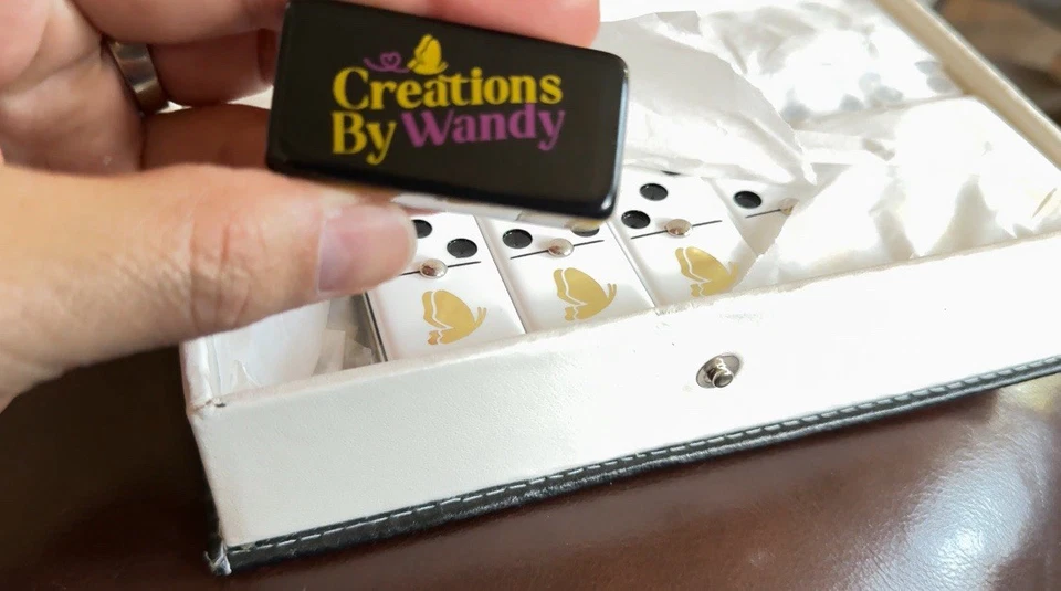 Domino Double Six 6 Blue Jumbo Tournament Spinning Game Set - Image 4 of 4