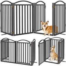 Metal Freestanding Dog Gates with Door, 32'' Height Outdoor Indoor Dog Fences...