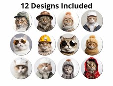100 CATS ASSORTED 1" STICKERS LABELS SEALS Cats Pets Funny Animals Meow Kitten