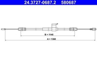 ATE Seilzug, Feststellbremse 24.3727-0687.2 FüR Ford