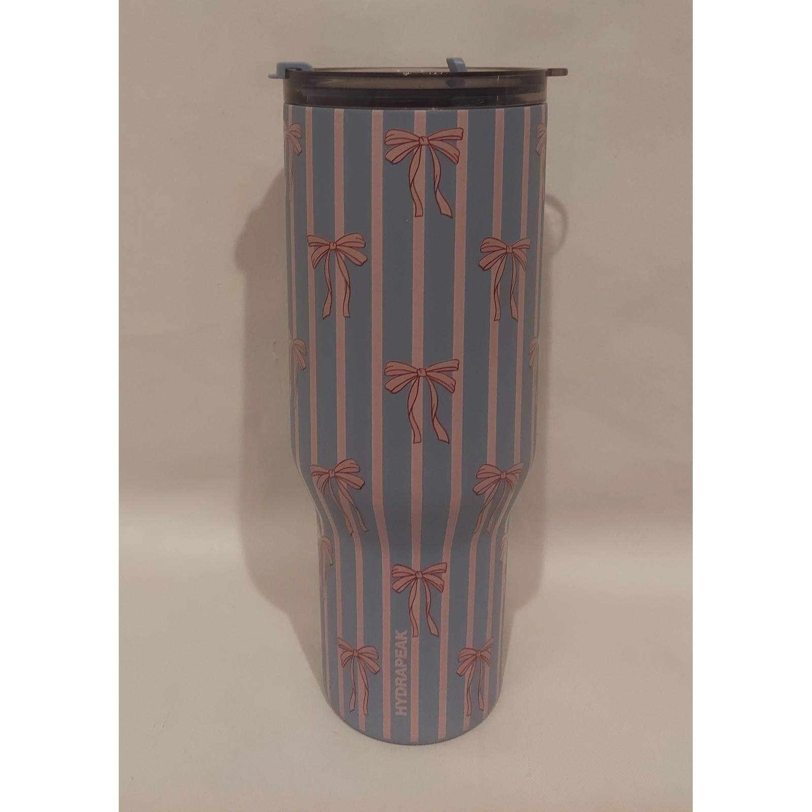 Hydrapeak Voyager(NH) 40oz. Blue Stripe Pink Bow Insulated Tumbler NWOT