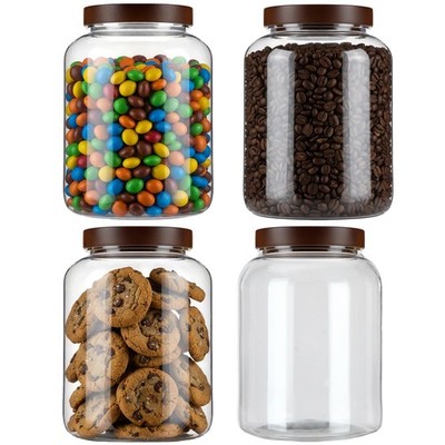 4 Pcs 40 FL OZ (1200ml) Plastic Storage Jars with Airtight Wooden Lid Large C...
