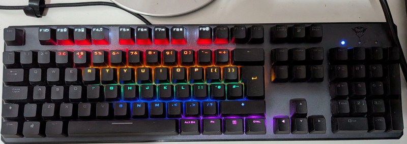 Trust mechanical backlit keyboard, wireless mouse and soundbar