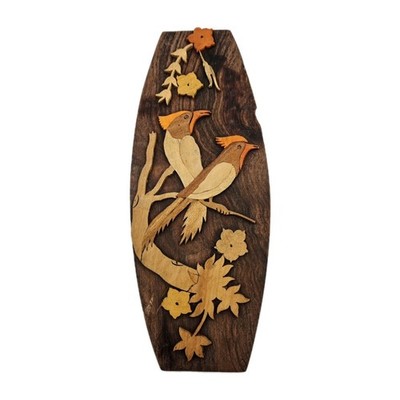 Vintage MCM Birds On Branch Wall Hanging Plaque Handmade In India